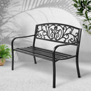 Garden Bench Seat Outdoor Chair Steel Iron Patio Furniture Lounge Porch Lounger Vintage Black