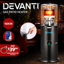 Devanti Gas Patio Outdoor Heater Propane Butane LPG Portable Heater Stand Steel Black