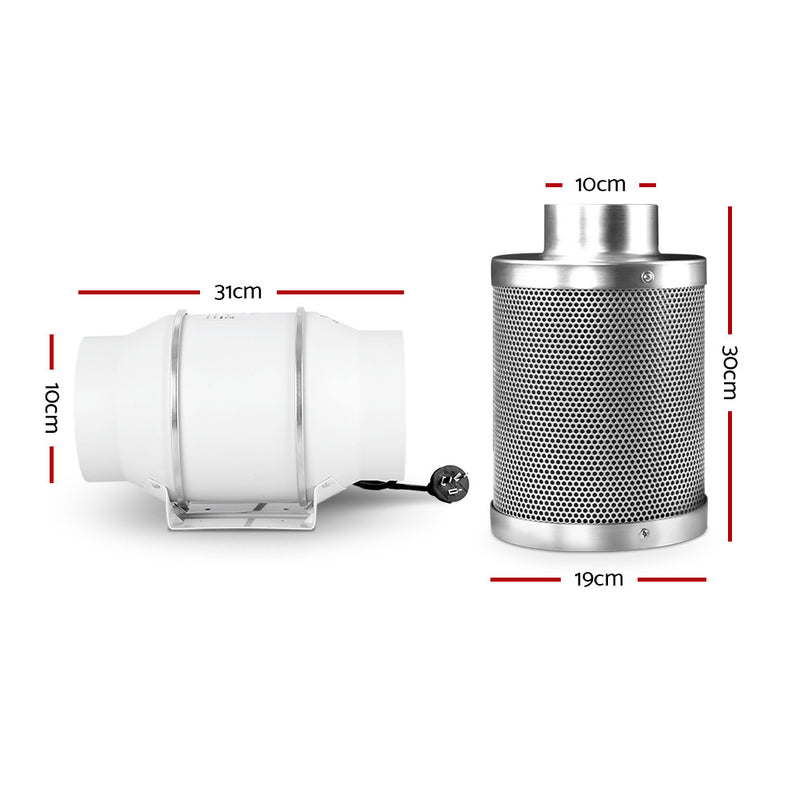 4" Hydroponics Grow Tent Kit Ventilation Kit Fan Carbon Filter Duct