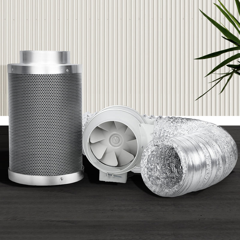 4" Hydroponics Grow Tent Kit Ventilation Kit Fan Carbon Filter Duct