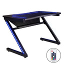 Gaming Desk Home Office Computer Carbon Fiber Style LED Racer Table