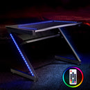 Gaming Desk Home Office Computer Carbon Fiber Style LED Racer Table