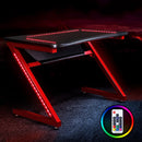 Gaming Desk Study Computer Desktop Carbon Fiber Style LED RGB Racer Table