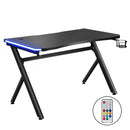 Gaming Desk Home Office Computer Carbon Fiber Style LED Racer Table Black