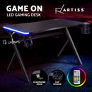 Gaming Desk Home Office Computer Carbon Fiber Style LED Racer Table Black
