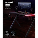 Gaming Desk Home Office Computer Carbon Fiber Style LED Racer Table Black
