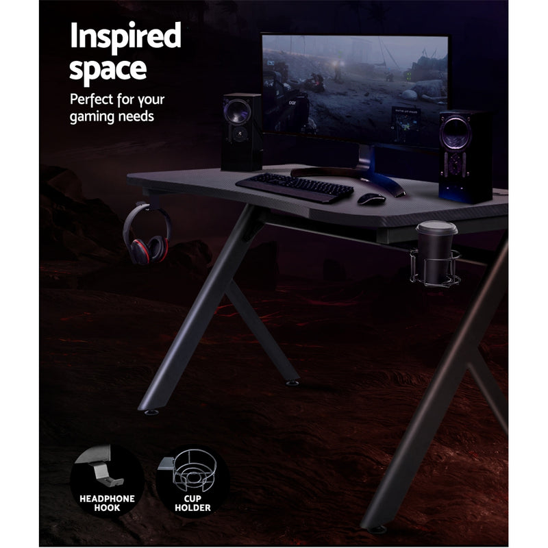 Gaming Desk Home Office Carbon Fiber Computer Table Racer Desks Black