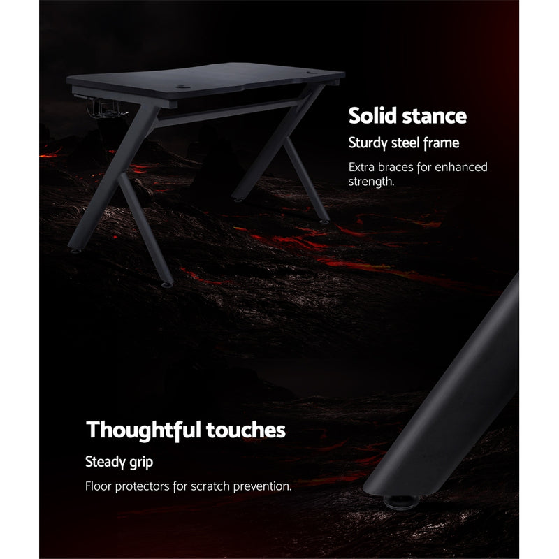 Gaming Desk Home Office Carbon Fiber Computer Table Racer Desks Black