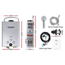 DEVANTi Outdoor Portable Gas Hot Water Heater Shower Camping LPG Caravan Pump Silver