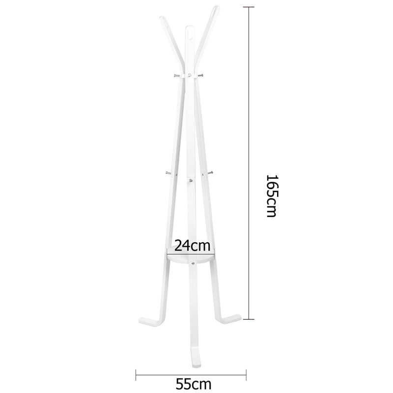 Wooden Coat Hanger Stand - White