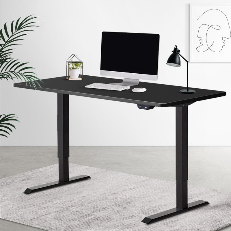 Standing Desk Sit Stand Up Riser Height Adjustable Motorised Electric Computer Laptop Table Black