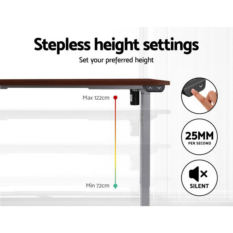 Standing Desk Sit Stand Table Height Adjustable Motorised Electric Grey Frame 120cm Walnut