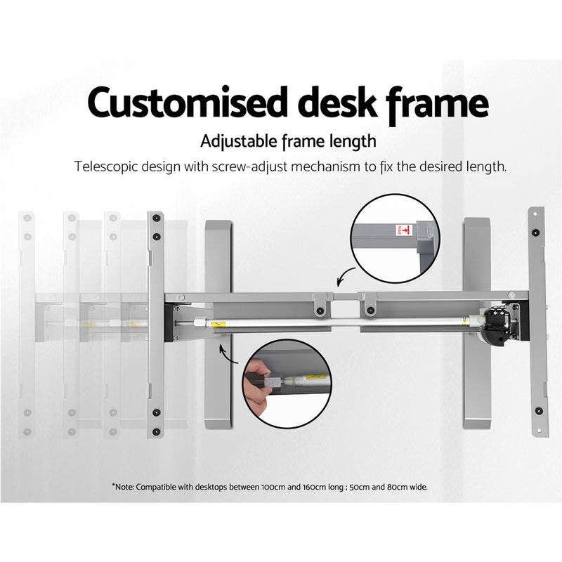 Standing Desk Sit Stand Table Height Adjustable Motorised Frame Riser 140cm Curved Desk Top