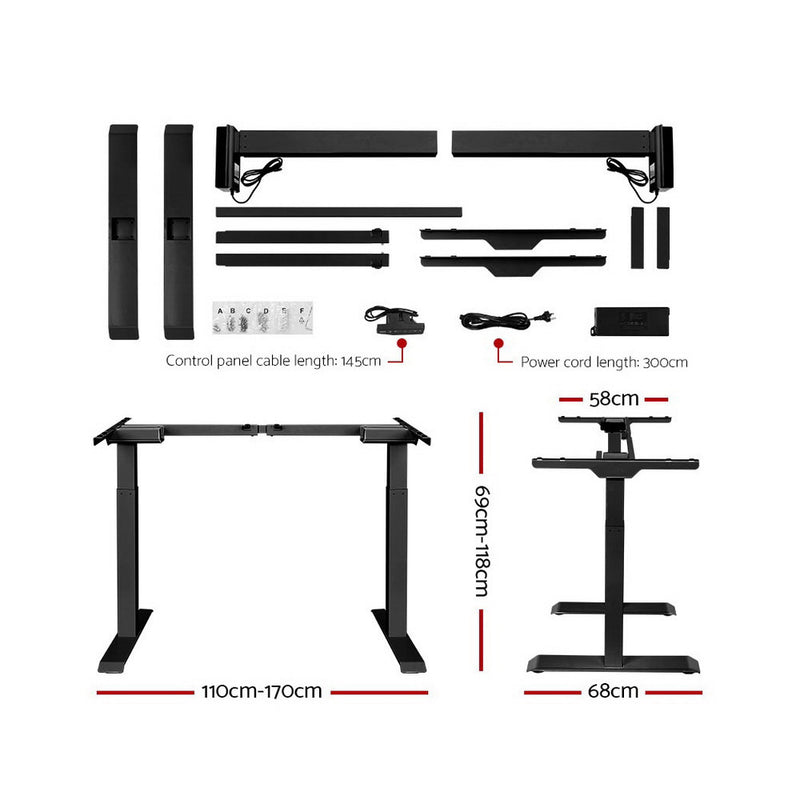 Standing Desk Sit Stand Motorised Electric Frame Computer Laptop Table 120cm Dual Motor