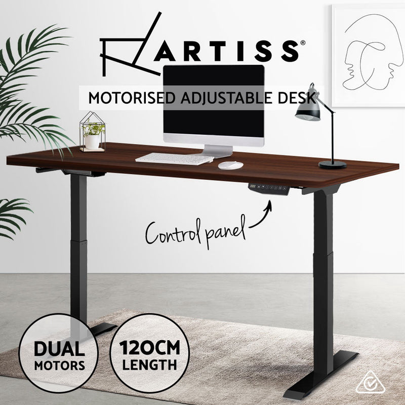 Standing Desk Sit Stand Motorised Electric Frame Computer Laptop Table 120cm Dual Motor