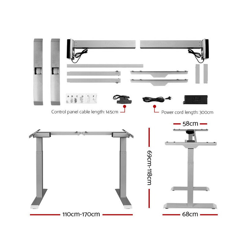 Sit Stand Standing Desk Motorised Electric Adjustable Laptop Computer Table Dual Motors 140cm