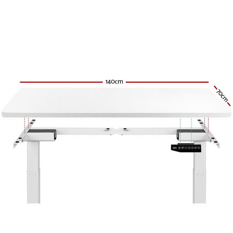 Standing Desk Motorised Sit Stand Table Height Adjustable Computer Laptop Desks Dual Motors 140cm White