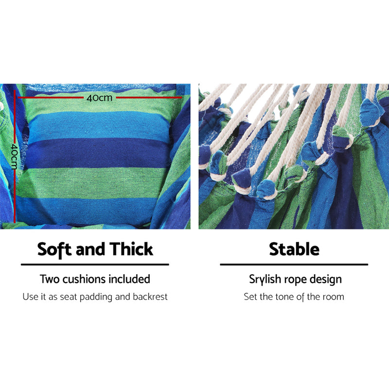 Hanging Hammock Chair Swing Indoor Outdoor Portable Camping Blue