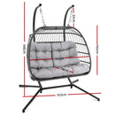 Outdoor Furniture Hanging Swing Chair Egg Hammock Pod Wicker 2 Person Grey