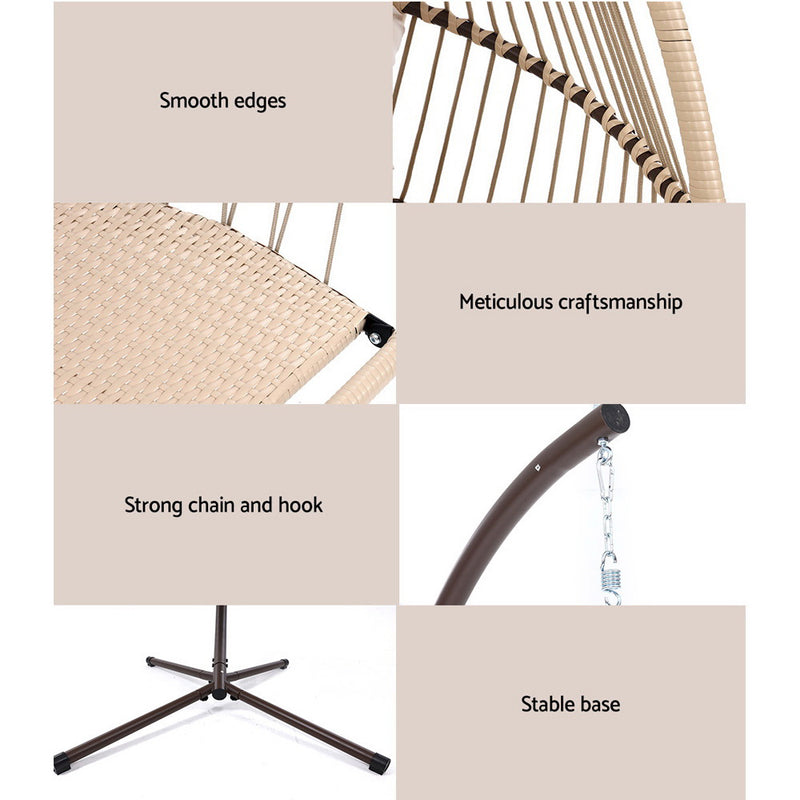 Outdoor Furniture Egg Hanging Swing Chair Stand Wicker Rattan Hammock