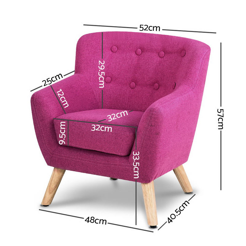 Keezi Kids Sofa Armchair Fabric Furniture Lorraine French Couch Children Pink