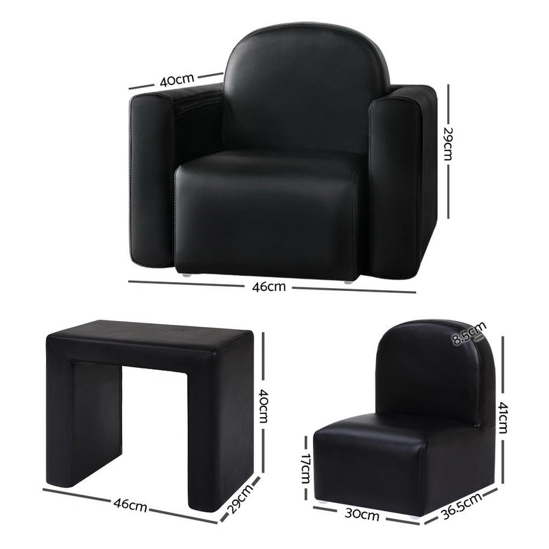 Keezi Kids Chair Sofa Recliner Children Table Desk Armchair Leather Couch Black