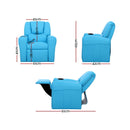 Luxury Kids Recliner Sofa Children Lounge Chair PU Couch Armchair Blue