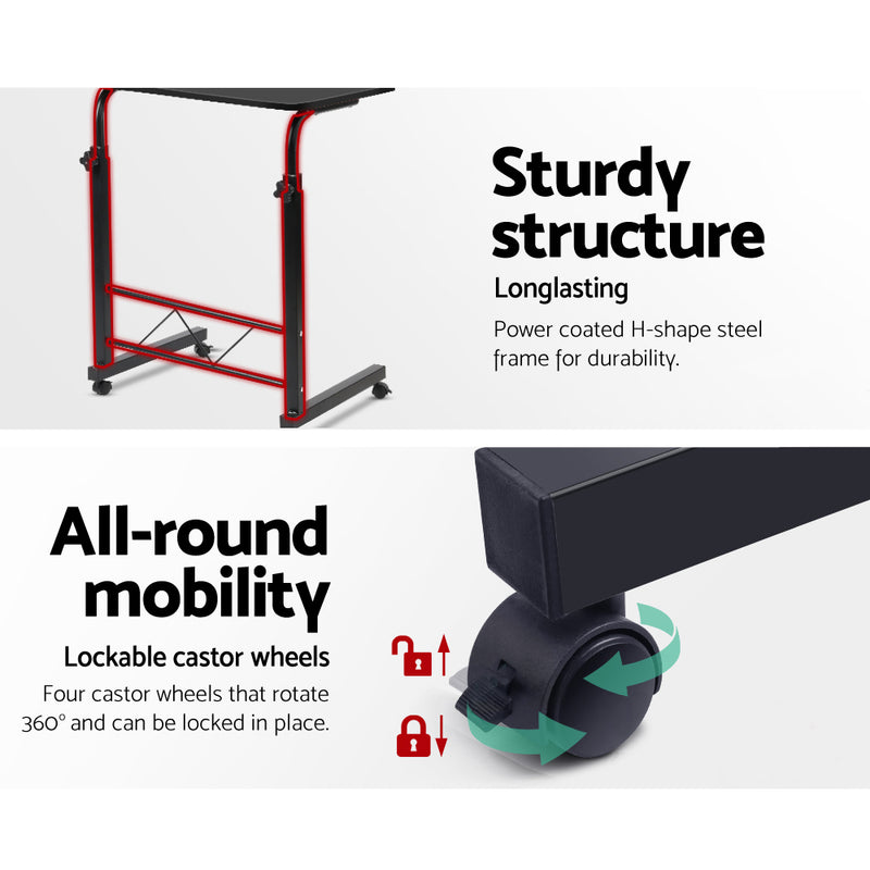 Portable Adjustable Wooden Latpop Stand - Black