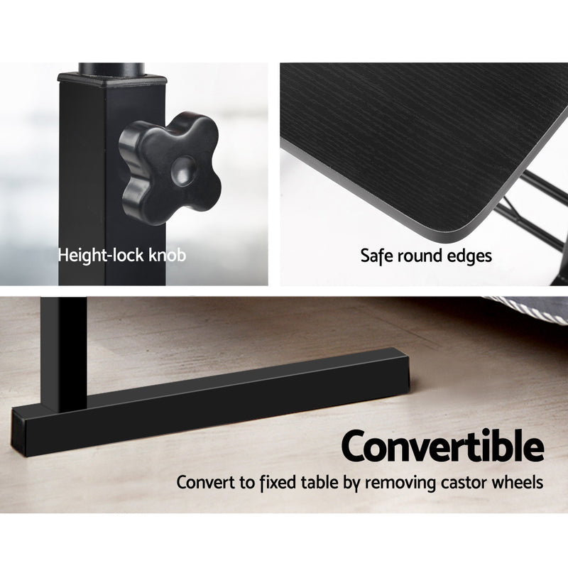 Portable Adjustable Wooden Latpop Stand - Black