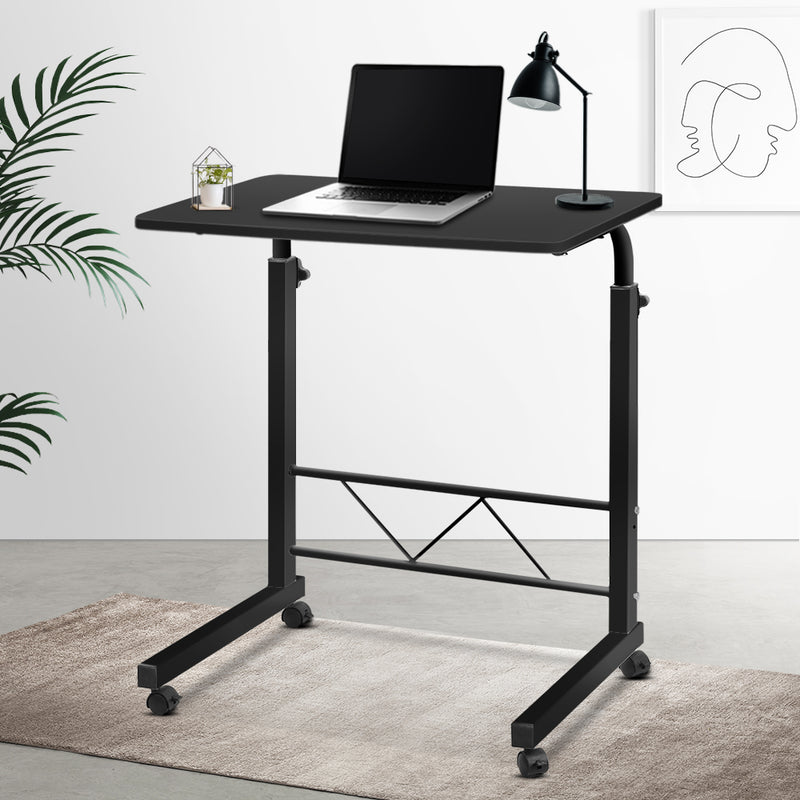 Portable Adjustable Wooden Latpop Stand - Black