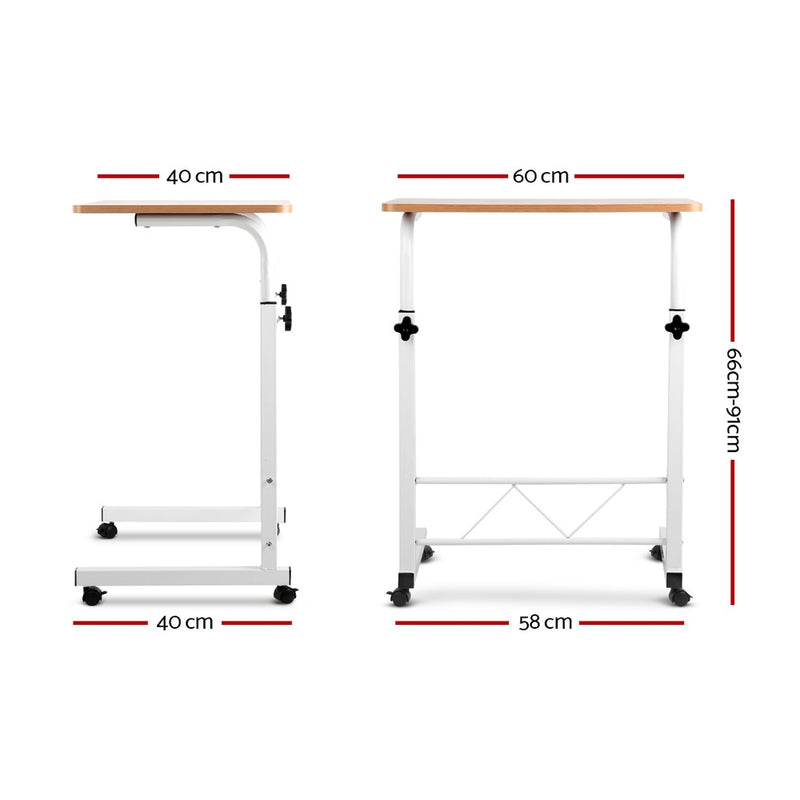 Mobile Twin Laptop Desk - Light Wood