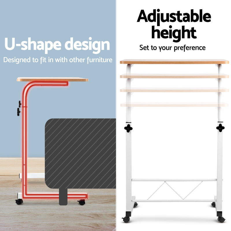 Mobile Twin Laptop Desk - Light Wood
