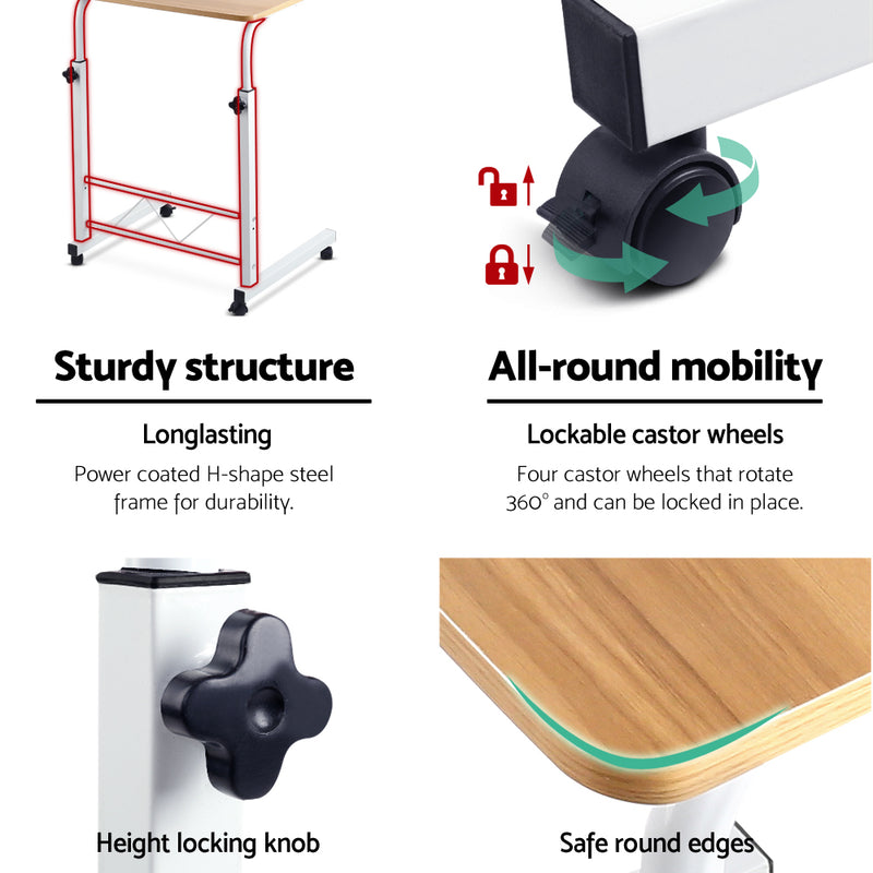 Mobile Twin Laptop Desk - Light Wood