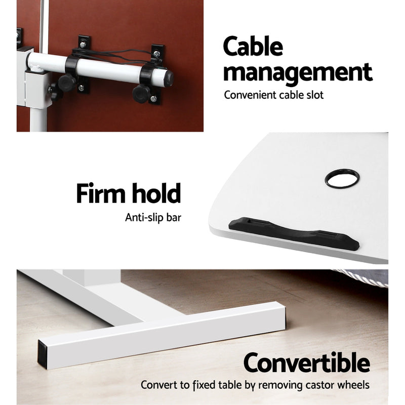 Adjustable Computer Stand with Cooler Fan - White