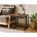 Coffee Table Nesting Side Tables Wooden Rustic Vintage Metal Frame