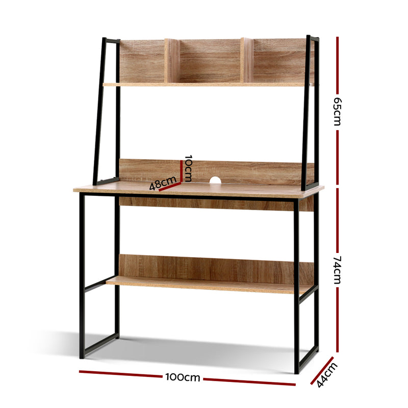 Office Computer Desk Study Table Workstation Bookshelf Storage Oak