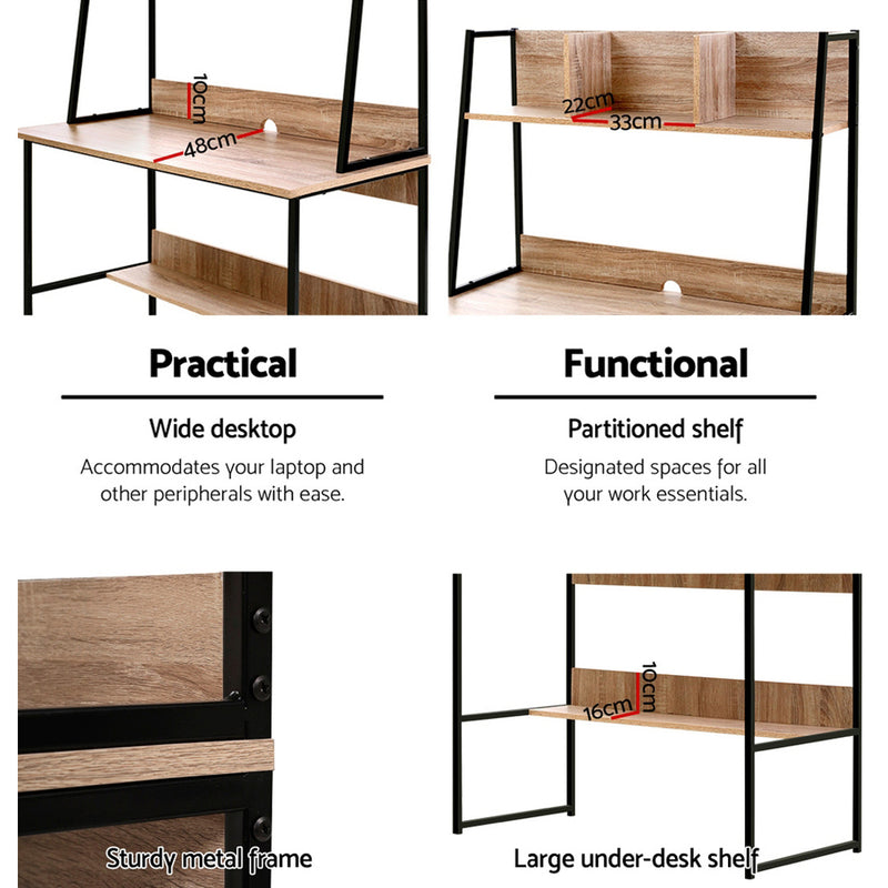 Office Computer Desk Study Table Workstation Bookshelf Storage Oak
