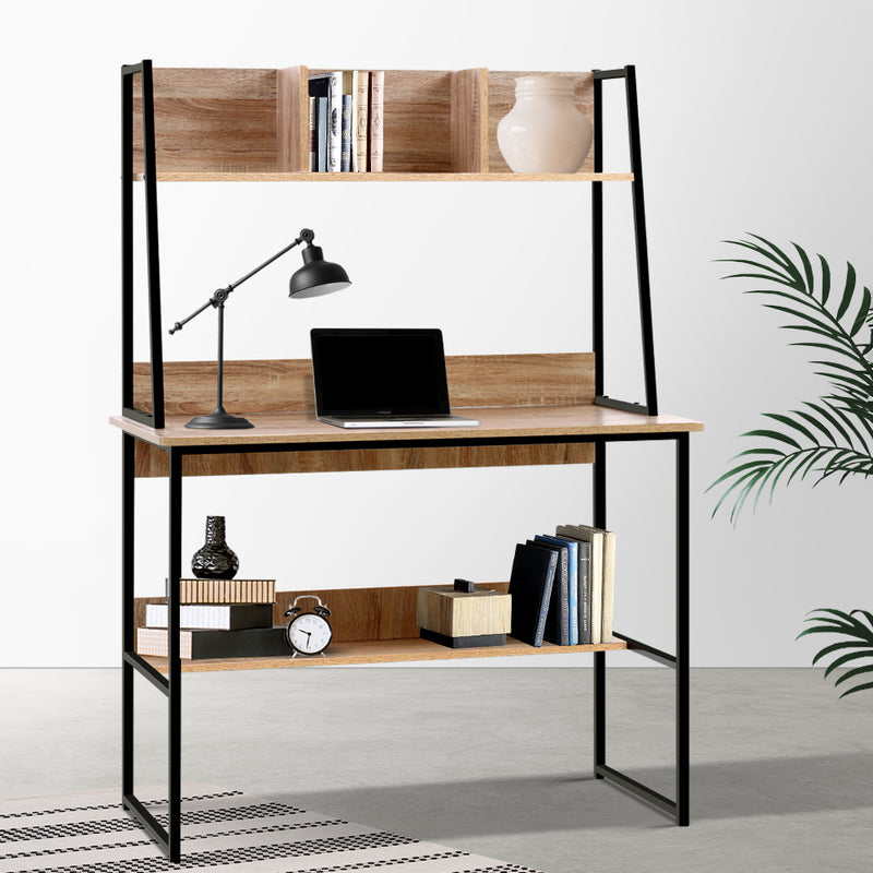 Office Computer Desk Study Table Workstation Bookshelf Storage Oak
