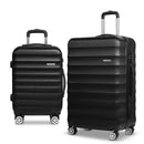 2 Piece Lightweight Hard Suit Case Luggage Black