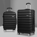2 Piece Lightweight Hard Suit Case Luggage Black