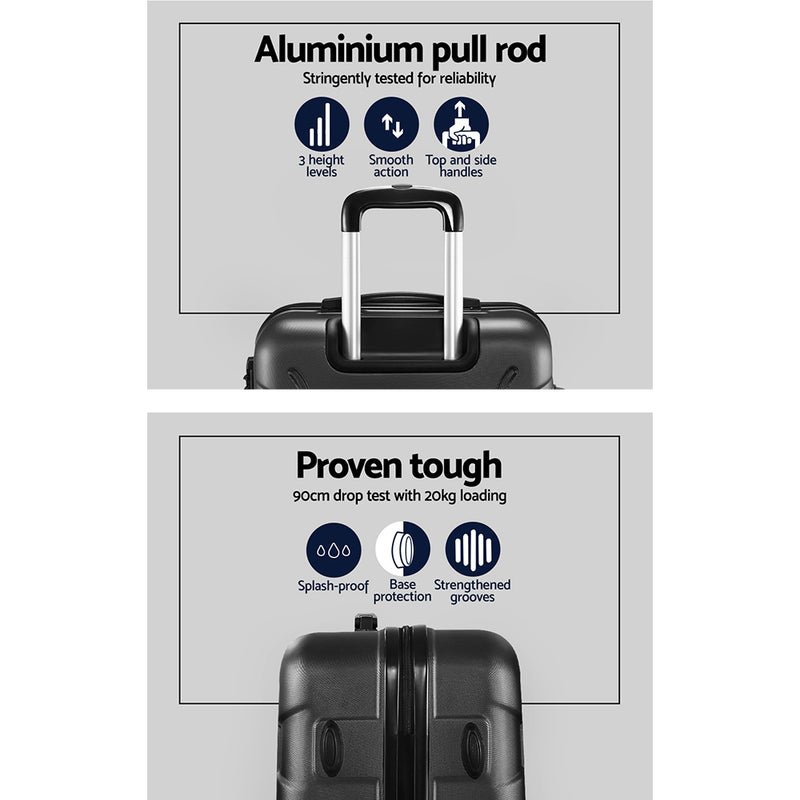 20" Luggage Sets Suitcase Trolley Travel Hard Case Lightweight Black