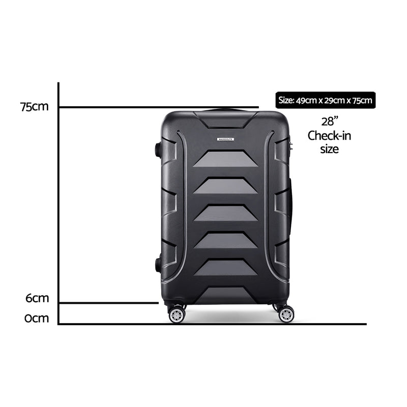 28" Luggage Sets Suitcase Trolley Travel Hard Case Lightweight Black