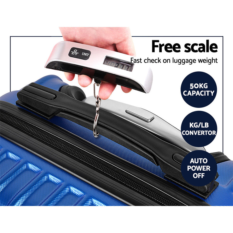 2 Piece Lightweight Hard Suit Case Luggage Blue