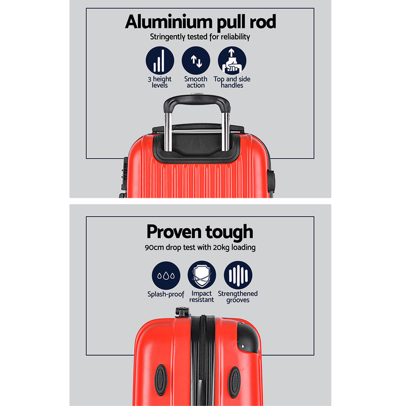 2 Piece Lightweight Hard Suit Case Luggage Red