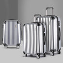 3 Piece Lightweight Hard Suit Case Luggage Silver