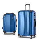 2PCS Carry On Luggage Sets Suitcase Travel Hard Case Lightweight Blue