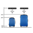 2PCS Carry On Luggage Sets Suitcase Travel Hard Case Lightweight Blue
