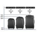 3pc Luggage Sets Suitcases Set Travel Hard Case Lightweight Black