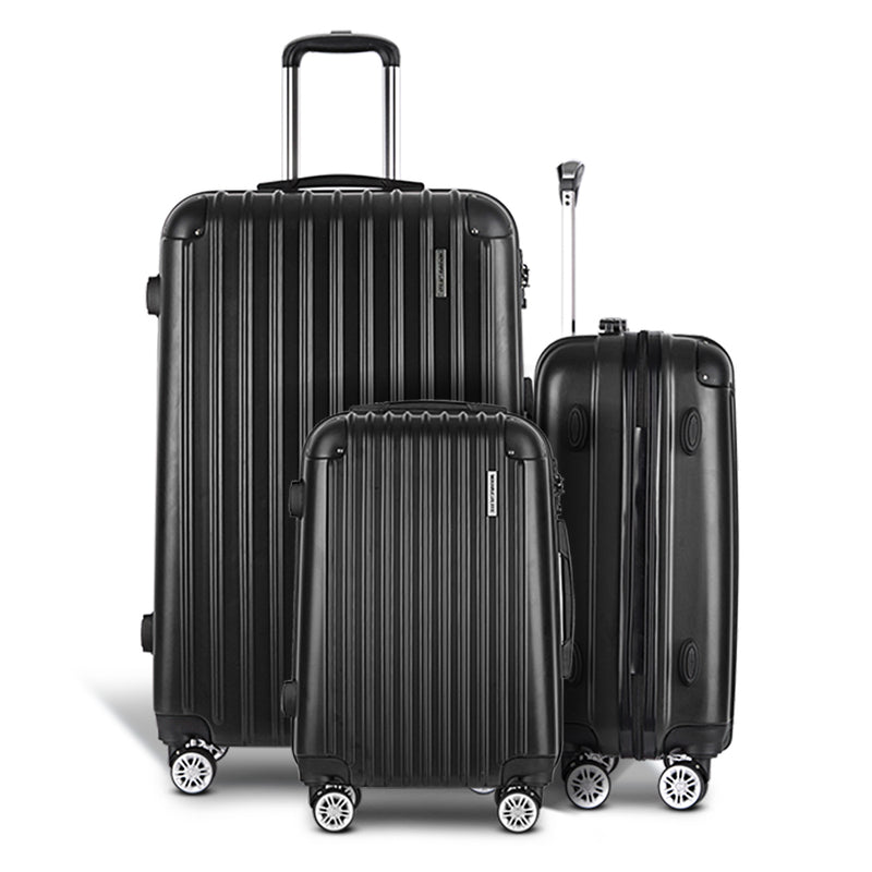 3pc Luggage Sets Suitcases Set Travel Hard Case Lightweight Black