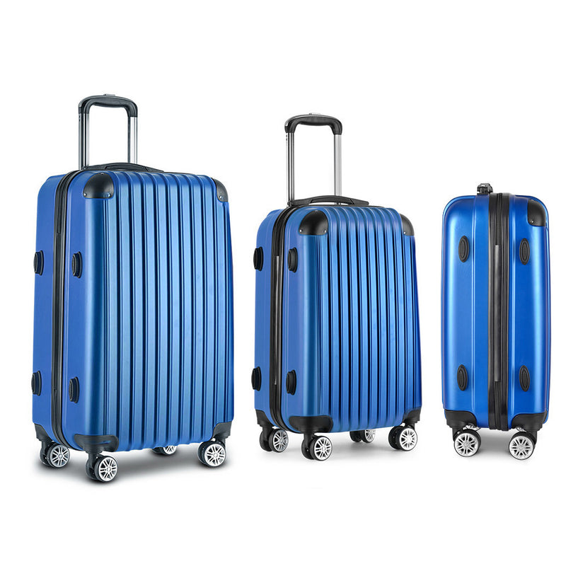 3pc Luggage Sets Suitcases Set Travel Hard Case Lightweight Blue